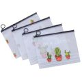 2 Pcs Transparent Cactus Document Bag Cute Clear File for School Office A4. 