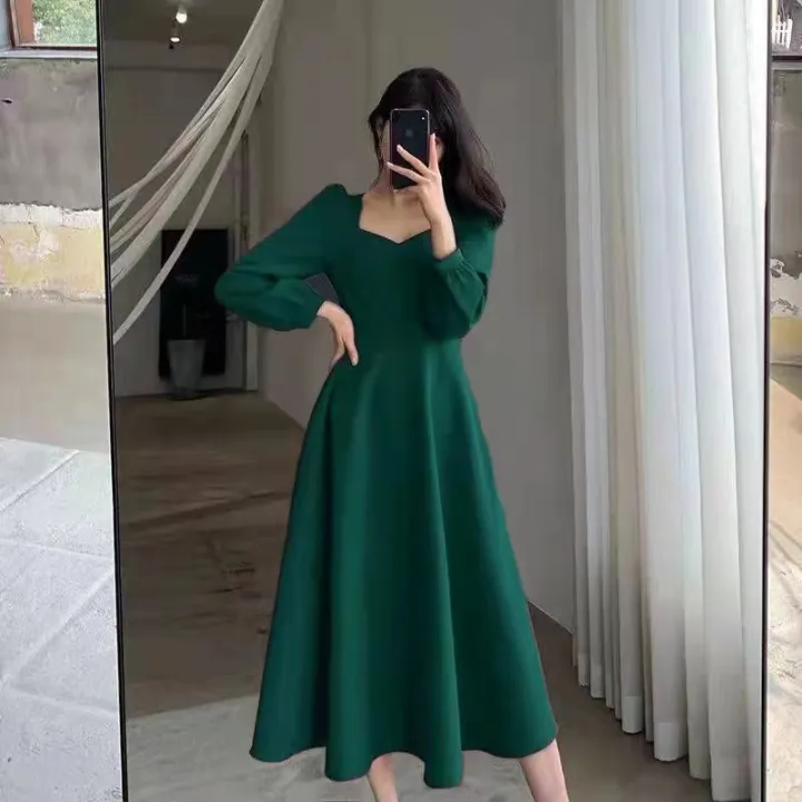 Long%20Puff%20Sleeve%20Solid%20Elegant%20Dress%20Women%20Clothing%20Wedding%20Guest%20New%20Year%20Women%20Fashion%20High%20Waist%20Slim%20Evening%20Party%20Dresses%20-%20Image%205