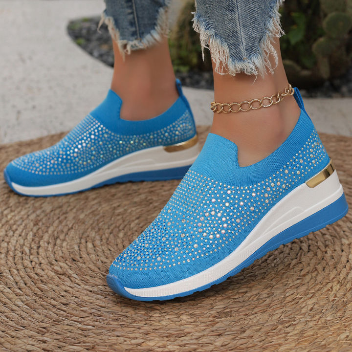 Orange%20Rhinestone%20Casual%20Sneakers%20Breathable%20Wedge%20Women%20Lightweight%20Shoes%20Slip%20On%202024%20New%20Comfortable%20Spring%20Mesh%20Sports%20Shoes%20-%20Image%203