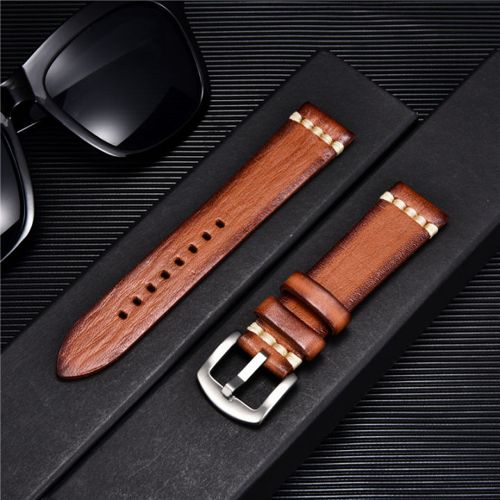 Retro Genuine Leather Strap Handmade Watchbands 18mm 20mm 22mm Watches