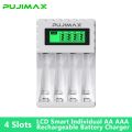 PUJIAMX AA/AAA Rechargeable Battery Charger LCD Display Portable Adapter USB Cable TypeC Batteries Interface Fast Charging Tool.