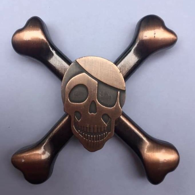 Pirate Skeleton Skull Brass Hand Spinner, Fidget Spinner