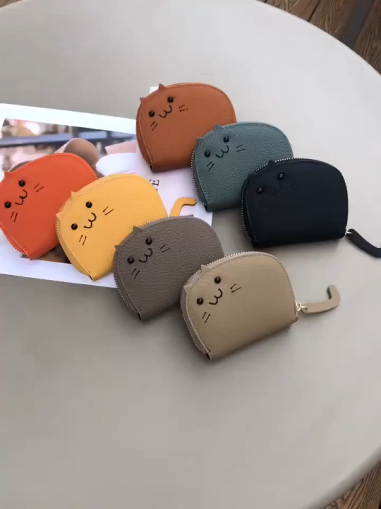 Cartoon Cat shaped design Wallet Women's Multi-card slots Holder Cute Fashion Faux Leather Coin Purse Creative ID Card Holder