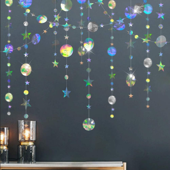 4M Cheerland Iridescent Star Garland Decorations Birthday Streamer Ramadan Eid Banner Baby Shower Wedding Backdrop