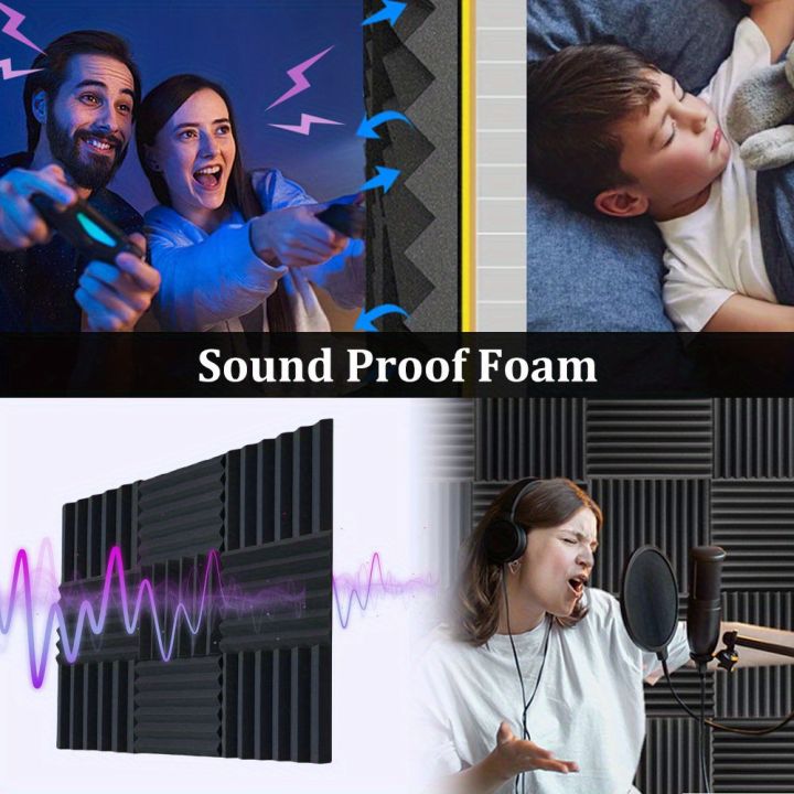 12 Pack Acoustic Foam Panels, Studio Soundproofing Wedges Fire ...