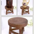 Wood Low Stools Small Round Shape Bench Plant Stand Chair Tea Table Floor Stool Flower Pot Holder Shelf Garden Ornaments. 