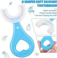 (Pack Of 2)High Quality Baby Tooth Brush Soft Teeth Brush For Kids Silicone Baby Brush. 360° U Shape Tooth Brush, Teeth Cleaning Brush, Children Teeth Brush, Teether. 