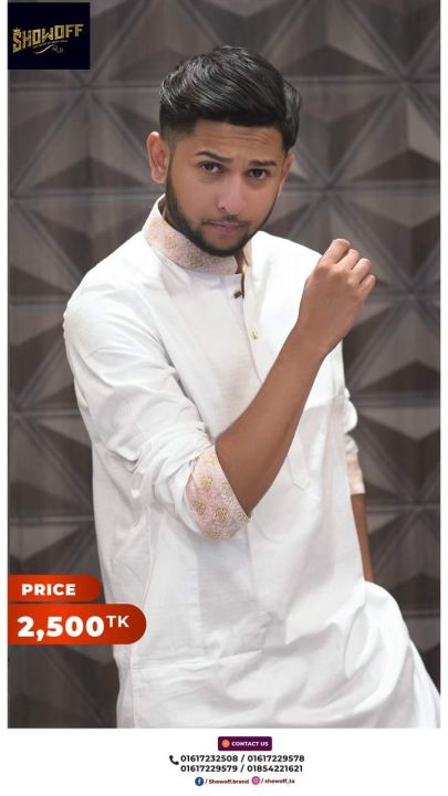 Mens Exclusive showoff Punjabi (Set) Off White: Light Gray