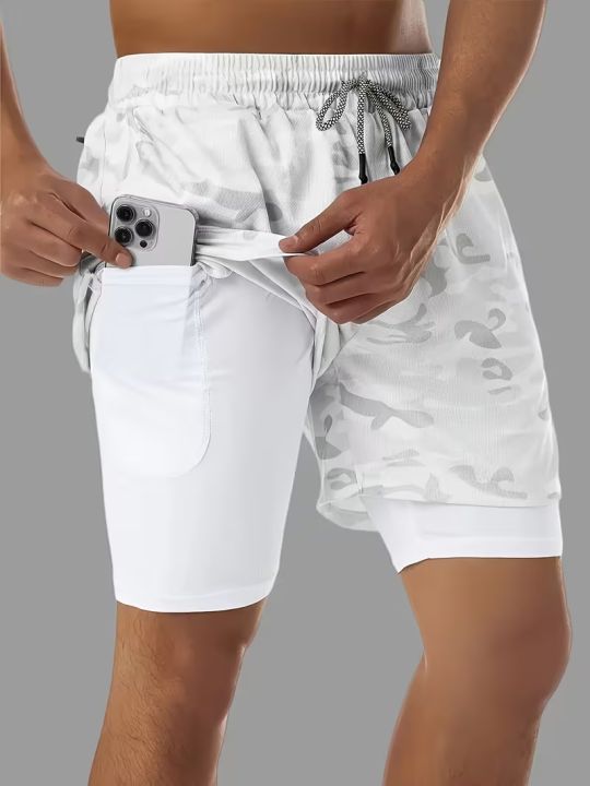 Men's%20Fitness%20Running%20Double%20layer%20Sports%20Shorts%20Training%20Running%20Mountain%20Climbing%20Summer%20Minimally%20Printed%20Shorts%20-%20Image%202