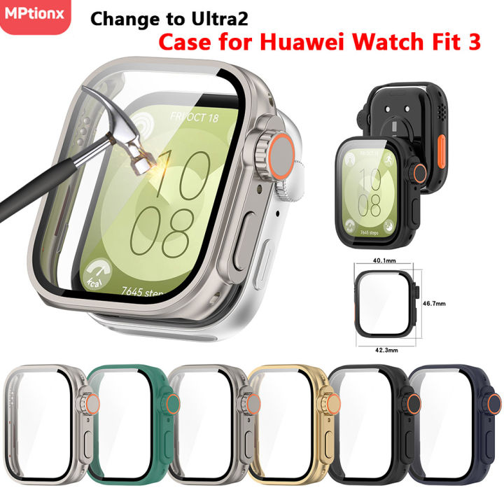 Change to Ultra PC Case+Glass For Huawei Watch Fit 3 Smart Watch Screen