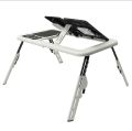 Folding Laptop Table Stand Holder 2 USB Cooling Fans Mouse Pad For Bed. 