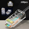 100pcs RJ45 Connector 8P8C Modular Crystal Head Network Cable Plug Gold-plated Cat6 Cat5 Cat5e Modular Network Cable Connector. 
