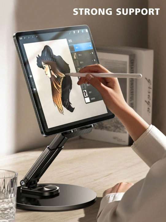360° Rotatable Metal Base, Tablet and Phone, Computer Stand - Ingeniously Designed Portable Desk Mount for Reading and Stud
