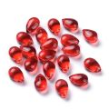 20pc Transparent Glass Beads Top Drilled Beads Teardrop Red 9x6x5mm Hole: 1mm.