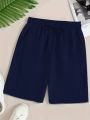 Plus Size Solid Drawstring Shorts Casual Elastic Waistband Shorts For Spring & Summer Women's Plus Size Clothing. 
