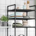 Floor-Standing Microwave Storage Rack Multi Layer Shelf Kitchen With Pulley Trolley Punch-Free Easy To Assemble Kitchen Storage. 