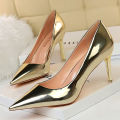 Women Mteallic Patent Bronze Leather Pumps 7.5cm 10.5cm High Heels Lady Stiletto Middle Low Heels Wedding Bridal Silver Shoes.