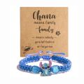 Stitch Hand Rope -Blue/Pink Synthetic Gemstones,Hemp Rope Design,Cute Cartoon Animal Pattern,Valentine's Day. 