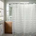 Simple white striped semi-transparent shower curtain, dry-wet separated partition curtain, private bathroom shower curtain. 