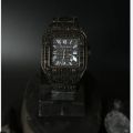 cartier iced out diamond wrist watch. 