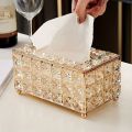 Luxury Crystal Tissue Box Holder - Elegant Gold & Silver, Square Napkin Dispenser For Living Room, Bathroom Decor & Gifts.