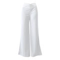 Women Flared Pants Elegant Office Lady Casual High Waist Trousers Spring Summer Solid Crisscross Sheer Mesh Patch Wide Leg Pant.