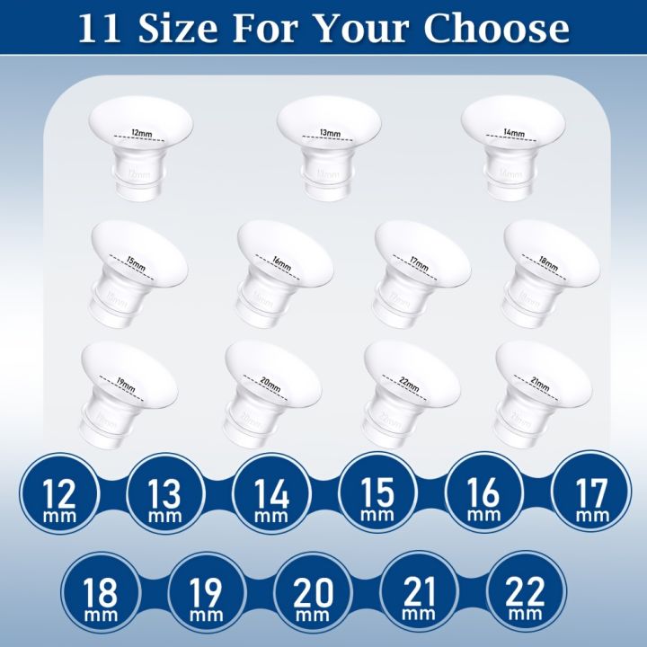 2Pcs Breast Pump Flange Inserts, Silicone 12-22mm, Shield Adapter Reduce Tunnel Size, Fit S12 pro/S9 pro/Spectra/Medela