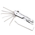 Practice Lock Lock Picking Set Foldable 7 in 1 Stainless Steel Lock Pick Set with Wrench Compact Training Kit for Beginners.