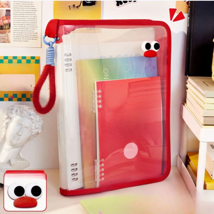 Macaron%20Transparent%20A4%20File%20Bag%20Large-capacity%20Textbook%20Storage%20Zipper%20Student%20Hand-held%20Thickened%20Waterproof%20Storage%20Bag%20-%20Image%204