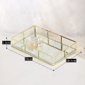 Gold Metal Glass Tray,Makeup Organizer,Vanity Tray, Gold Jewelry Tray,Cosmetics Organizer. 