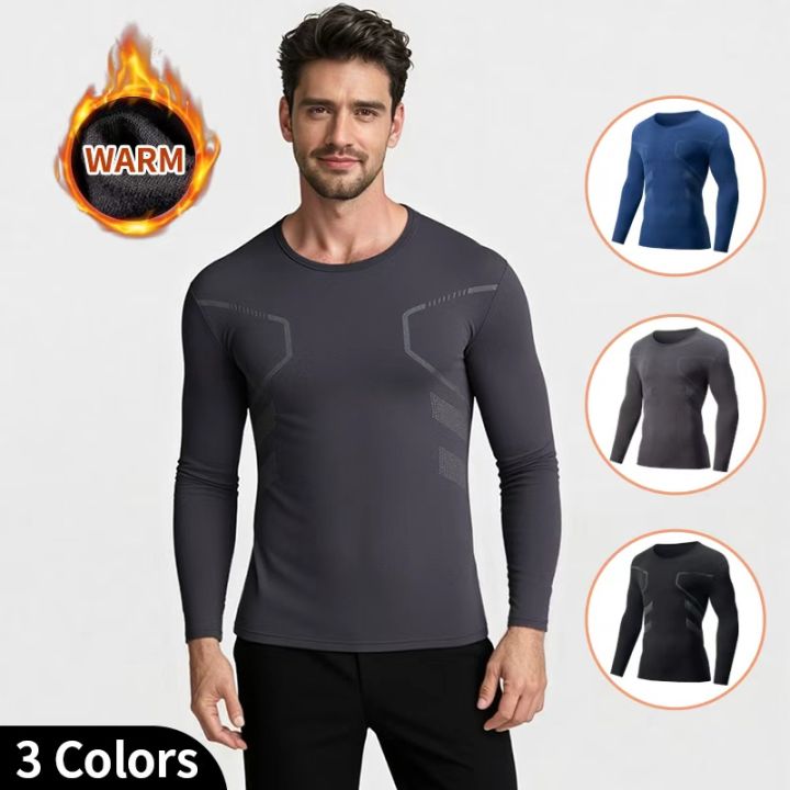 1/3 Piece Autumn/Winter Men's Fashionable Printed Warm Top Comfortable And Casual Plus Size Sports Fitness Long Sleeved T-shirt