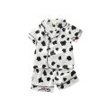 Boys Girls Kids Pajama Sets Cartoon Cow Short Sleeve T-Shirt Tops with Pants Toddler Baby Sleeping Clothes Pijamas Sleepwear. 