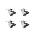 4 Pcs Low Profile Casters Wheels 1 Inch Soft Rubber Swivel Caster Small Silent Casters with 360 Degree Top Plate and 12 Screws. 