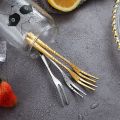 6Pcs Stainless Steel Fruit Fork Small Toothpick Multifunctional Fruit Stick Gold Moon Cake Knife Food Picks Kitchen Accessories. 