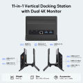 PULWTOP 11 In 1 Vertical Docking Station With Dual HDMI 4K Three USB Ten Gbps Ethernet For Type C Laptop Computer Hub Stand. 