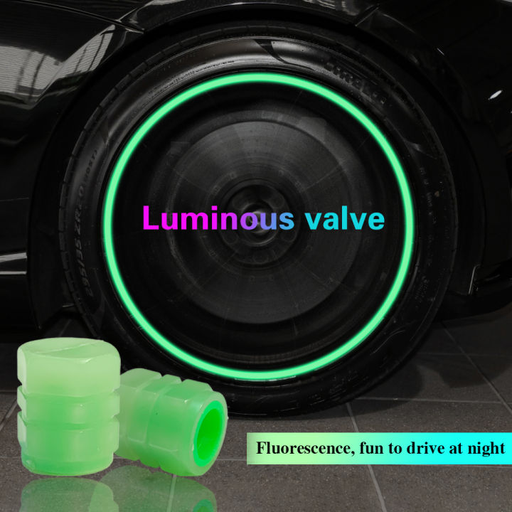 Luminous Valve Cap Fluorescent Blue Light Car Motorcycle Bicycle Wheel Modeling Universal Dustproof Nozzles Cover Accessories