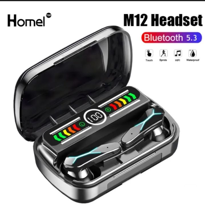 StyRian Fashion Lifestyle 1/8M12 TWS Wireless Bluetooth5.3 Earbuds with Microphone, 9D Stereo In Ear Headphones, Waterproof Sport Headset, Noise Reduction Bluetooth Earphones with LED Charging Case
