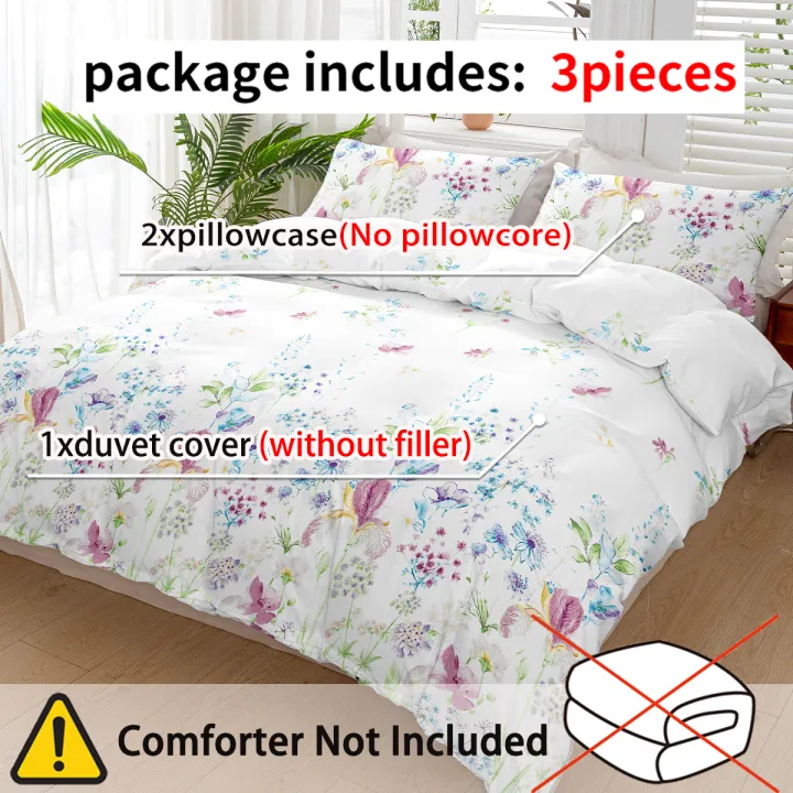 3pcs%20Flower%20Pattern%20Duvet%20Cover%20Set,%20Soft%20Skin-Friendly%20Bedding%20Set%20Includes%201%20Duvet%20Cover%20And%202%20Pillowcases%20-%20Image%203