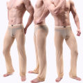 Men's Sheer Mesh Sleep Pants - Silky Smooth Quick-Dry Transparent Loungewear for Home Relax & Nightwear Comfort All Seasons. 