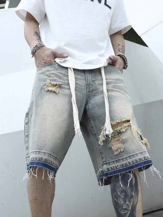 Men%20Summer%20Stretchy%20Denim%20Jeans%20Shorts%20For%20Men%20Cargo%20Casual%20Wide%20Leg%20Elastic%20Waist%20Ripped%20Cargo%20Baggy%20Shorts%20Y2k%20Streetwear%20Pant%20-%20Image%206
