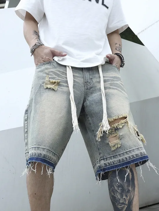 Men%20Summer%20Stretchy%20Denim%20Jeans%20Shorts%20For%20Men%20Cargo%20Casual%20Wide%20Leg%20Elastic%20Waist%20Ripped%20Cargo%20Baggy%20Shorts%20Y2k%20Streetwear%20Pant%20-%20Image%206
