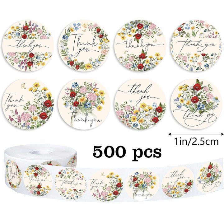 500pcs Flower Thank You Stikers for Gift Box Decoration Sticker ...