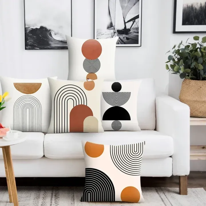 Abstract Geometric Decorative Pillowcase Double-Sided Printed Pillow Covers Zipper Square Living Room Sofa Festival Decor