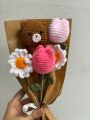 Crochet handmade bouquet with complementary khaaki wrapping and stamped custom note. 