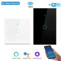 Work with Tuya WIFI Smart Home Switch Light Wall US/EU Glass Touch Panel Voice Wireless Remote Control by Alexa  Home. 
