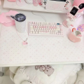 Cute Pink Polka Dot Pu Leather Mousepad Office Desk Mat Mouse Pad Computer Speed Type Carpet Mat Player Laptop Keyboard Cartoon. 