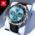 OLEVS 2875 Men's Watches Moon Phase Waterproof Business Classic Three Eyed Dial Quartz Watch for Man Genuine Date Wristwatch.