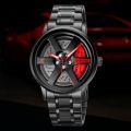 Skmei 1787 Men's Analog Sports Watch Rolling Wheel Dial, Stainless Steel Strap, Water Resistant Brake Disc Design Wristwatch. 