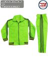 Sports Tracksuit for Boys and Girls, Zip Up Collar, Trinda Material, Orange and Parrot Green, Sizes 24-36. 