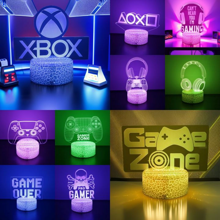 3D Lamp NEON GAMER LED Night Light Gaming Setup Cute USB Gaming Room Children's Lamps Bedroom Decoration Personalized Gifts Toys